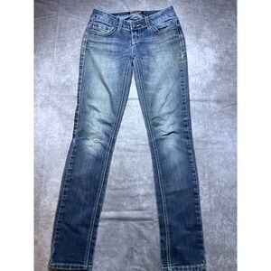 ZCO Jeans Skinny Jeans Womens 3 Blue Embroidered Sequin Studded Cross Western